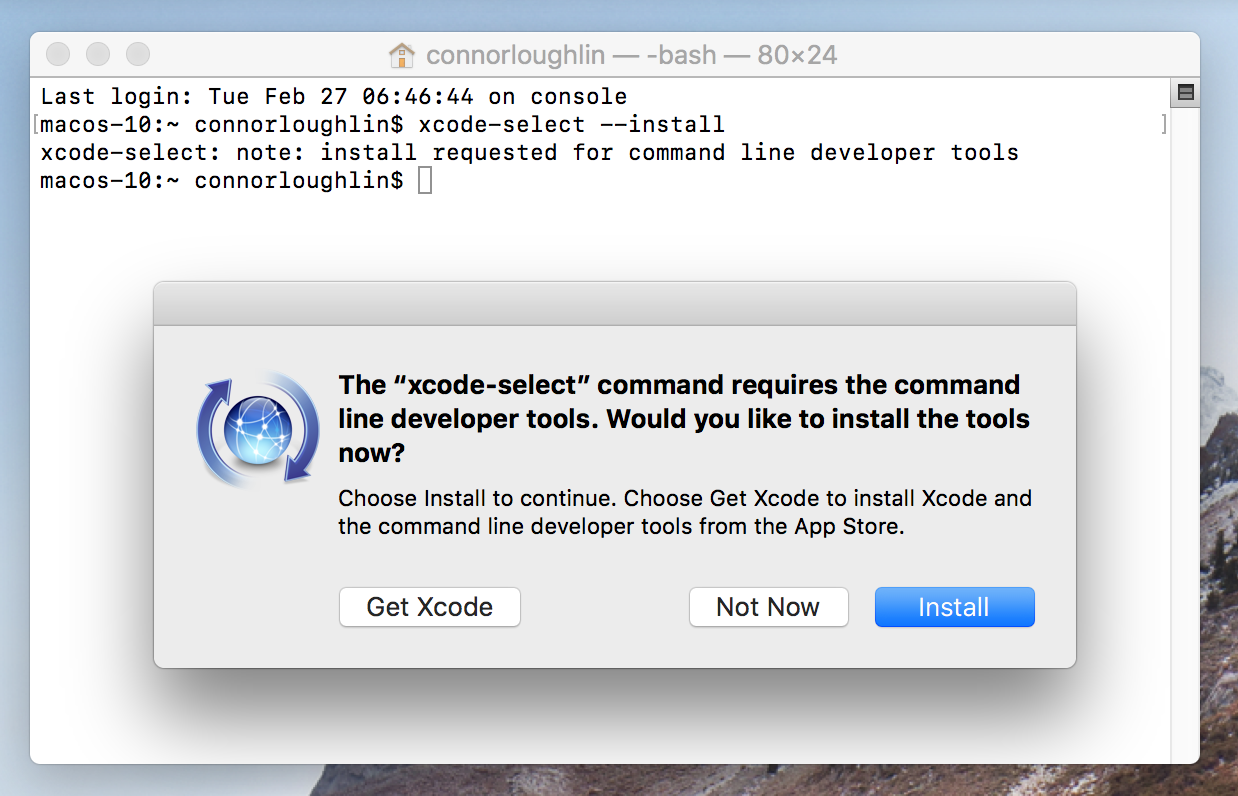 Installing XCode Tools