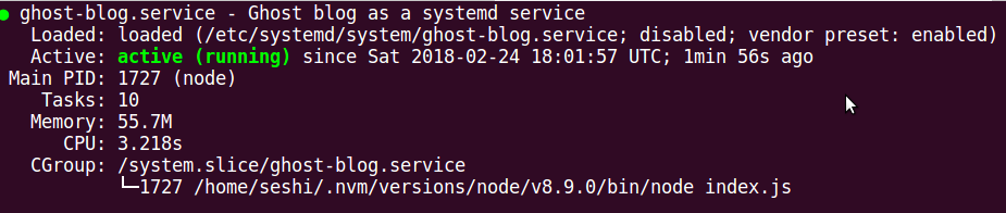 Ghost as a service using systemd 